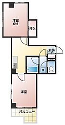 京成本線 お花茶屋駅 徒歩3分の賃貸マンション 1階2DKの間取り