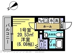 rapa堀切菖蒲園 2階1Kの間取り