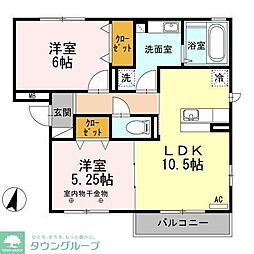 日暮里舎人ライナー 舎人公園駅 徒歩11分の賃貸アパート 3階2LDKの間取り