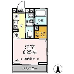 コンフォール高砂 1階1Kの間取り