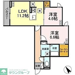 グラナーデ扇II 2階2LDKの間取り