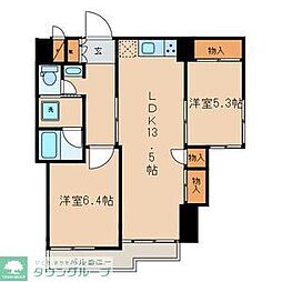 グランドマンション金子 4階2LDKの間取り