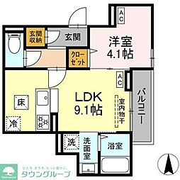 東武伊勢崎線 西新井駅 徒歩13分の賃貸アパート 1階1LDKの間取り