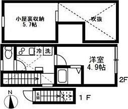 シャトーユーカ 2階1Kの間取り