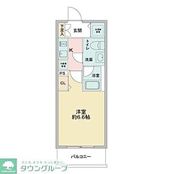 京成本線 お花茶屋駅 徒歩8分の賃貸マンション 1階1Kの間取り