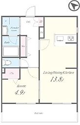 日暮里舎人ライナー 舎人駅 徒歩5分の賃貸アパート 2階1LDKの間取り