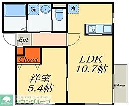 パークサクラII 3階1LDKの間取り