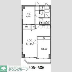 グリーンパーク中川 2LDKの間取図画像