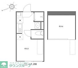 カーサソラーナ ワンルームの間取図画像