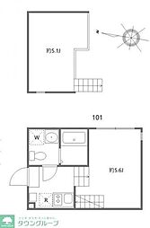 ハーモニーテラス青井XIII ワンルームの間取図画像