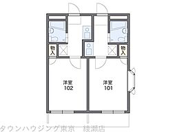 レオパレスリバーサイド 1Kの間取図画像