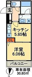 パークキューブ上野 13階1DKの間取り