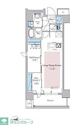 アーバネックス新御徒町駅前 6階2LDKの間取り