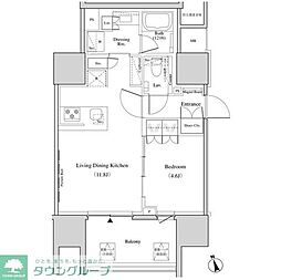ザ・パークハビオ北千住 6階1LDKの間取り