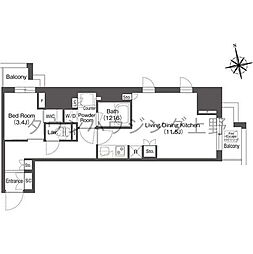 コンフォリア東上野 5階1LDKの間取り