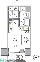 ザ・ライオンズフォーシア文京湯島 1DKの間取図画像