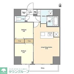 クラリティア西日暮里 15階2LDKの間取り