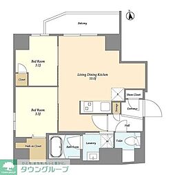 グランカーサ上野松が谷 2LDKの間取図画像