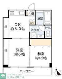 千葉マンション 4階2DKの間取り