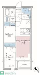 アーバネックス文京小石川 4階2LDKの間取り