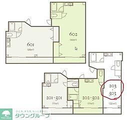 キャタデイマンション 2階ワンルームの間取り