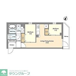 グランカーサ千駄木 1階2LDKの間取り