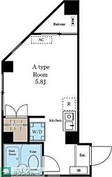 ベルドミール王子 4階ワンルームの間取り
