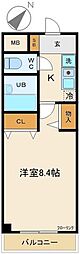 コアロード春日 4階1Kの間取り