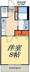 東武亀戸線 小村井駅 徒歩4分の賃貸マンション 1階1Kの間取り