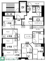 シェアハウス寿ビル 4階ワンルームの間取り