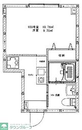 パークノート東日暮里 1階1Kの間取り