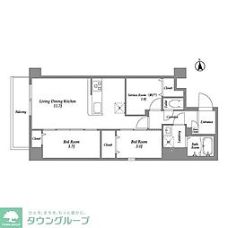 アルファコート葛西 2SLDKの間取図画像