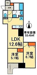 リバーレ浅草ウエスト 2LDKの間取図画像