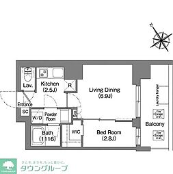 コンフォリア・リヴ上野 1LDKの間取図画像