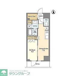 LaSanteUeno 1DKの間取図画像