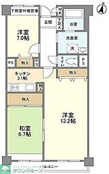 パークサイド業平 2LDKの間取図画像