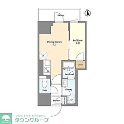 クラリティア上野稲荷町 1DKの間取図画像