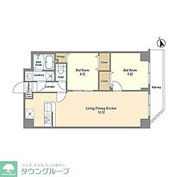 ALPHACOURT町屋 2LDKの間取図画像