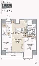 JMF-Residence蔵前鳥越 2LDKの間取図画像