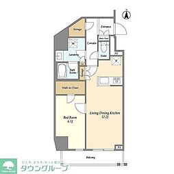 グランカーサ三ノ輪4 1LDKの間取図画像