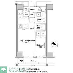 プラウドフラット両国サウス 1LDKの間取図画像