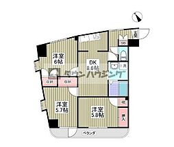 イーストウイング 3DKの間取図画像