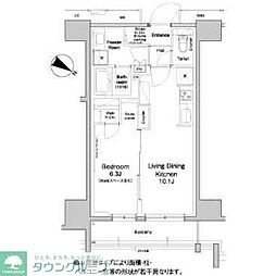 プラウドフラット両国サウス 1LDKの間取図画像