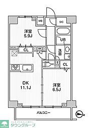 ジェノヴィア三ノ輪スカイガーデン 2LDKの間取図画像