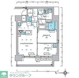 ルフォンプログレ浅草入谷 2LDKの間取図画像