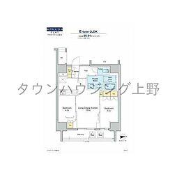 プラウドフラット日暮里 2LDKの間取図画像