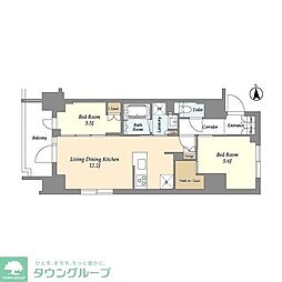 ジオエント上野稲荷町 2LDKの間取図画像