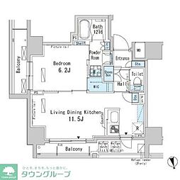 パークアクシス上野 1LDKの間取図画像