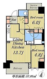 ヴィークグレイス三番町 2LDKの間取図画像