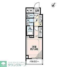 プレール・ドゥーク押上3 1Kの間取図画像